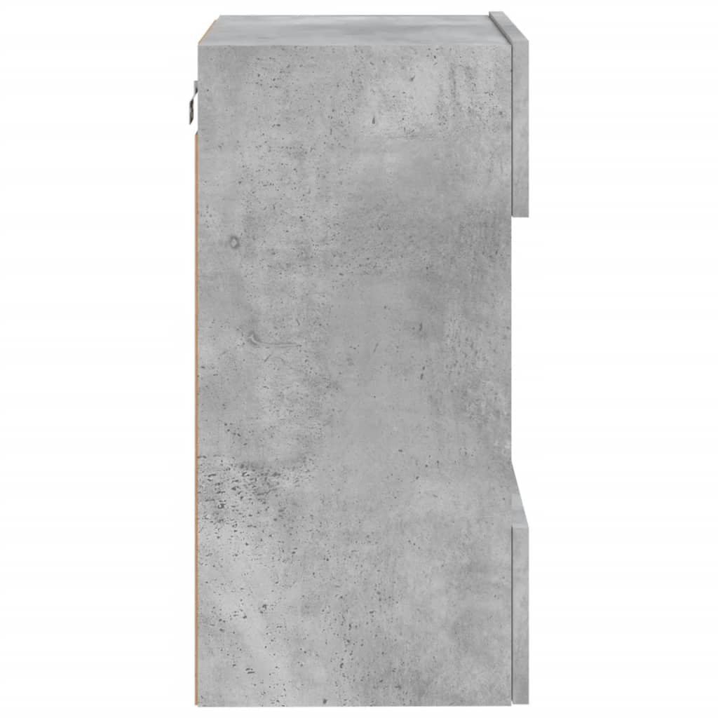 Meuble TV mural avec lumières LED gris béton 40x30x60,5 cm - XIOS