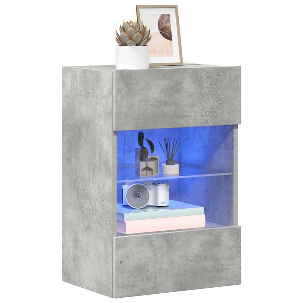 Meubles muraux avec lumières LED pour TV 2pcs gris béton 40x30x60,5 cm - XIOS