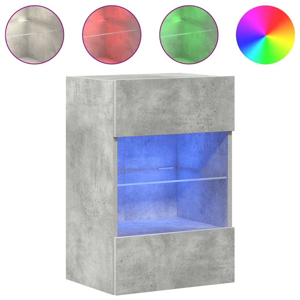 Meubles muraux avec lumières LED pour TV 2pcs gris béton 40x30x60,5 cm - XIOS