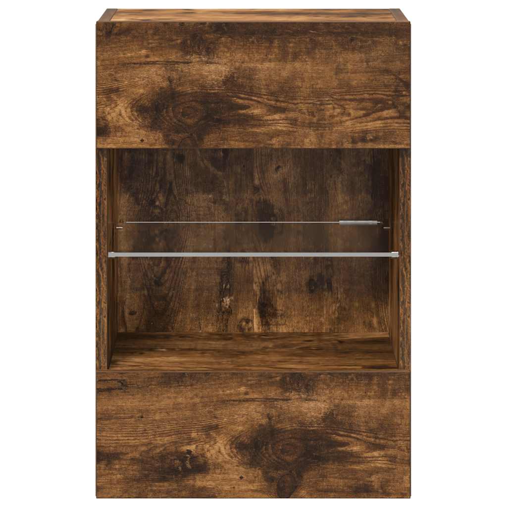 Meubles muraux avec lumières LED pour TV 2pcs chêne fumé 40x30x60,5 cm - XIOS