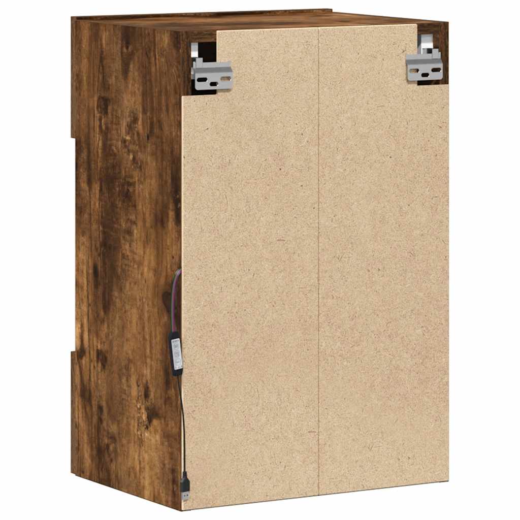 Meubles muraux avec lumières LED pour TV 2pcs chêne fumé 40x30x60,5 cm - XIOS