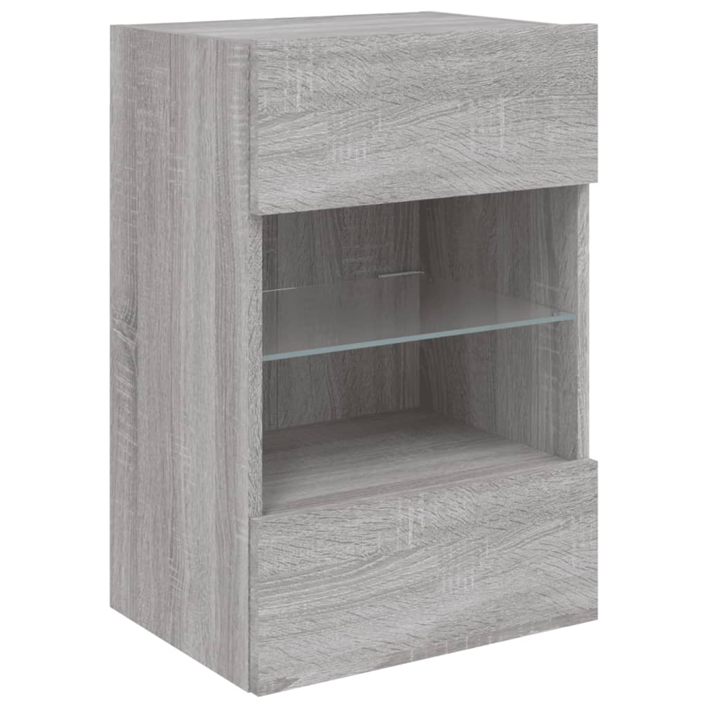 Meuble TV mural avec lumières LED sonoma gris 40x30x60,5 cm - XIOS