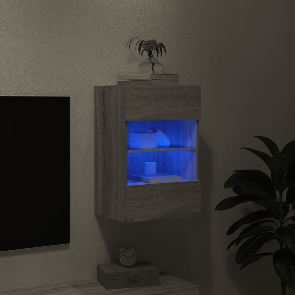 Meuble TV mural avec lumières LED sonoma gris 40x30x60,5 cm - XIOS