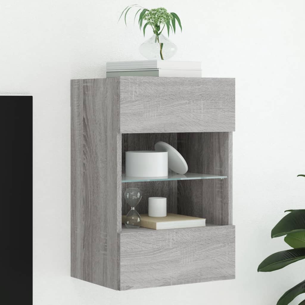 Meuble TV mural avec lumières LED sonoma gris 40x30x60,5 cm - XIOS