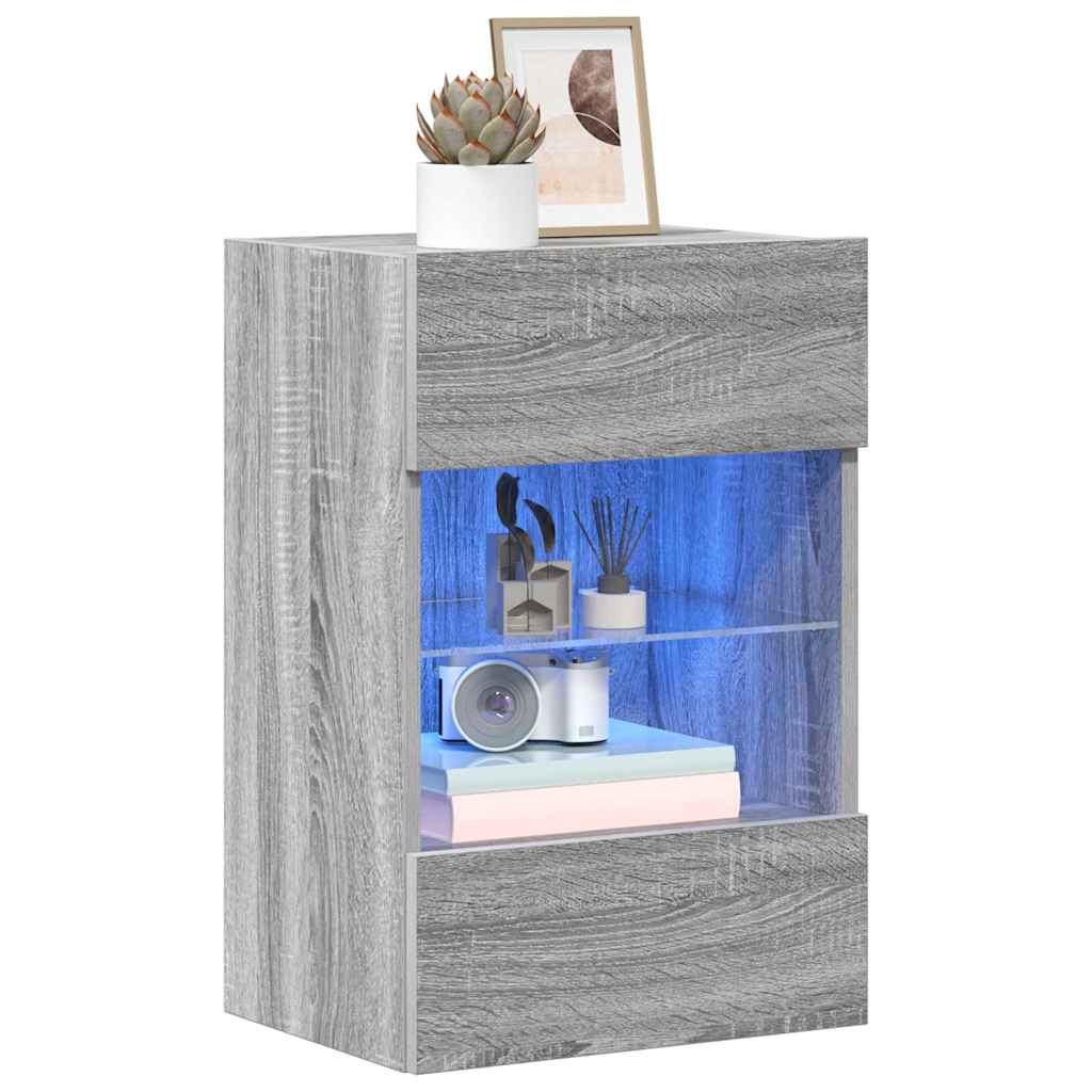 Meubles muraux avec lumières LED pour TV 2pcs sonoma gris 40x30x60,5cm - XIOS