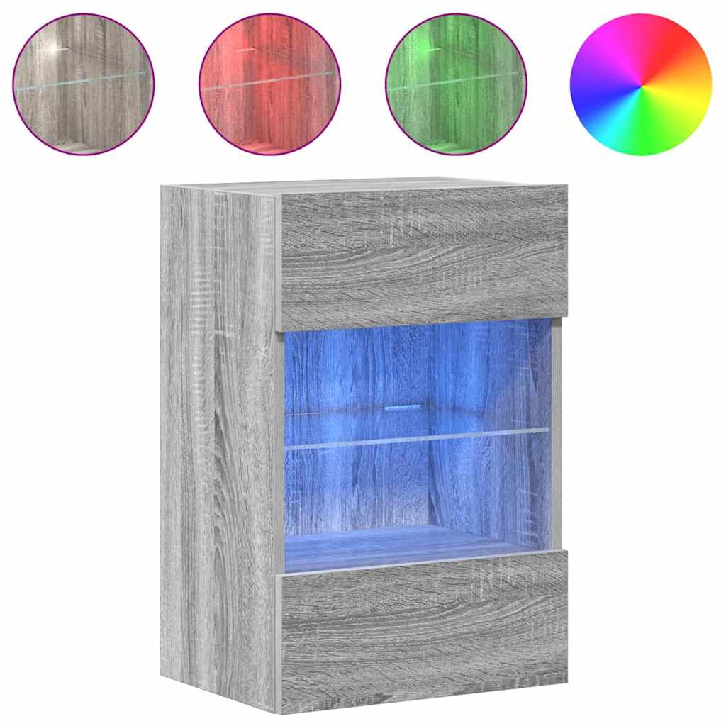 Meubles muraux avec lumières LED pour TV 2pcs sonoma gris 40x30x60,5cm - XIOS