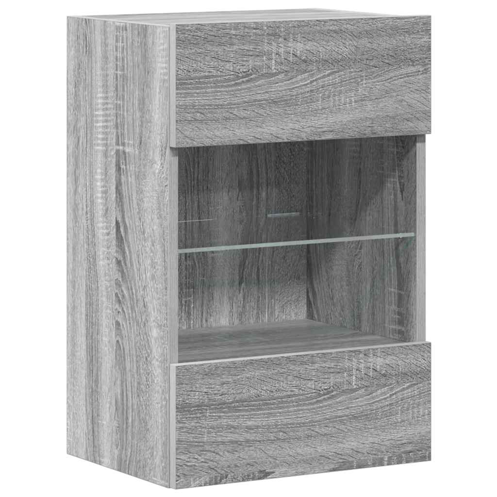 Meubles muraux avec lumières LED pour TV 2pcs sonoma gris 40x30x60,5cm - XIOS