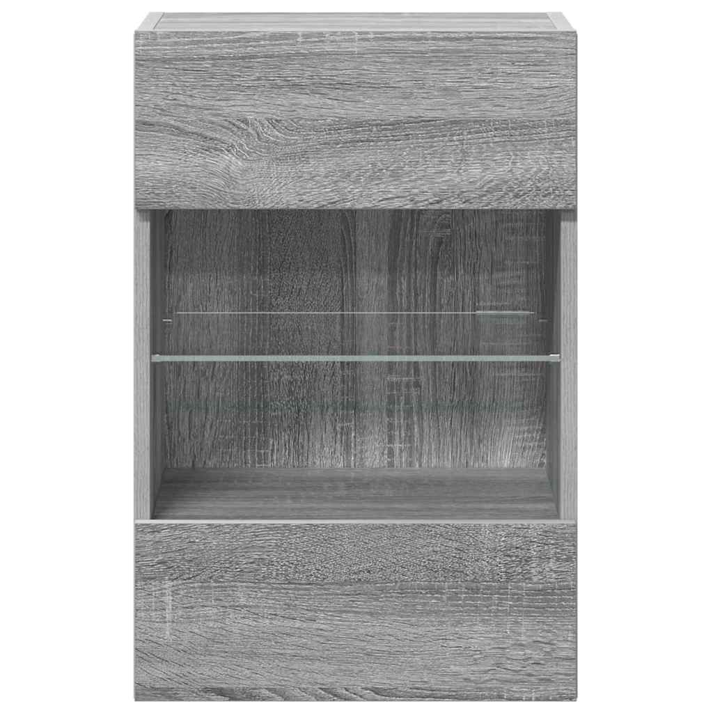 Meubles muraux avec lumières LED pour TV 2pcs sonoma gris 40x30x60,5cm - XIOS