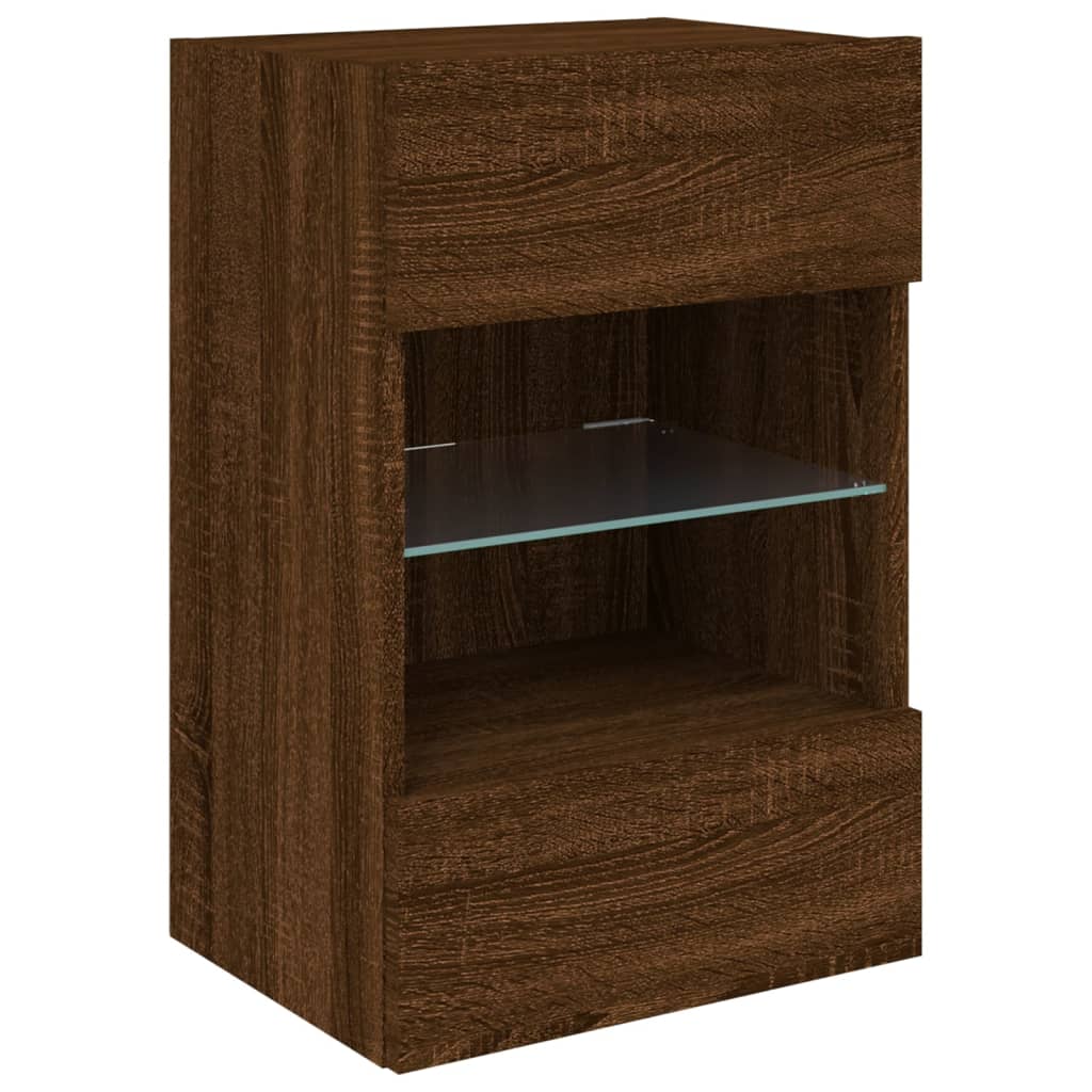 Meuble TV mural avec lumières LED chêne marron 40x30x60,5 cm - XIOS