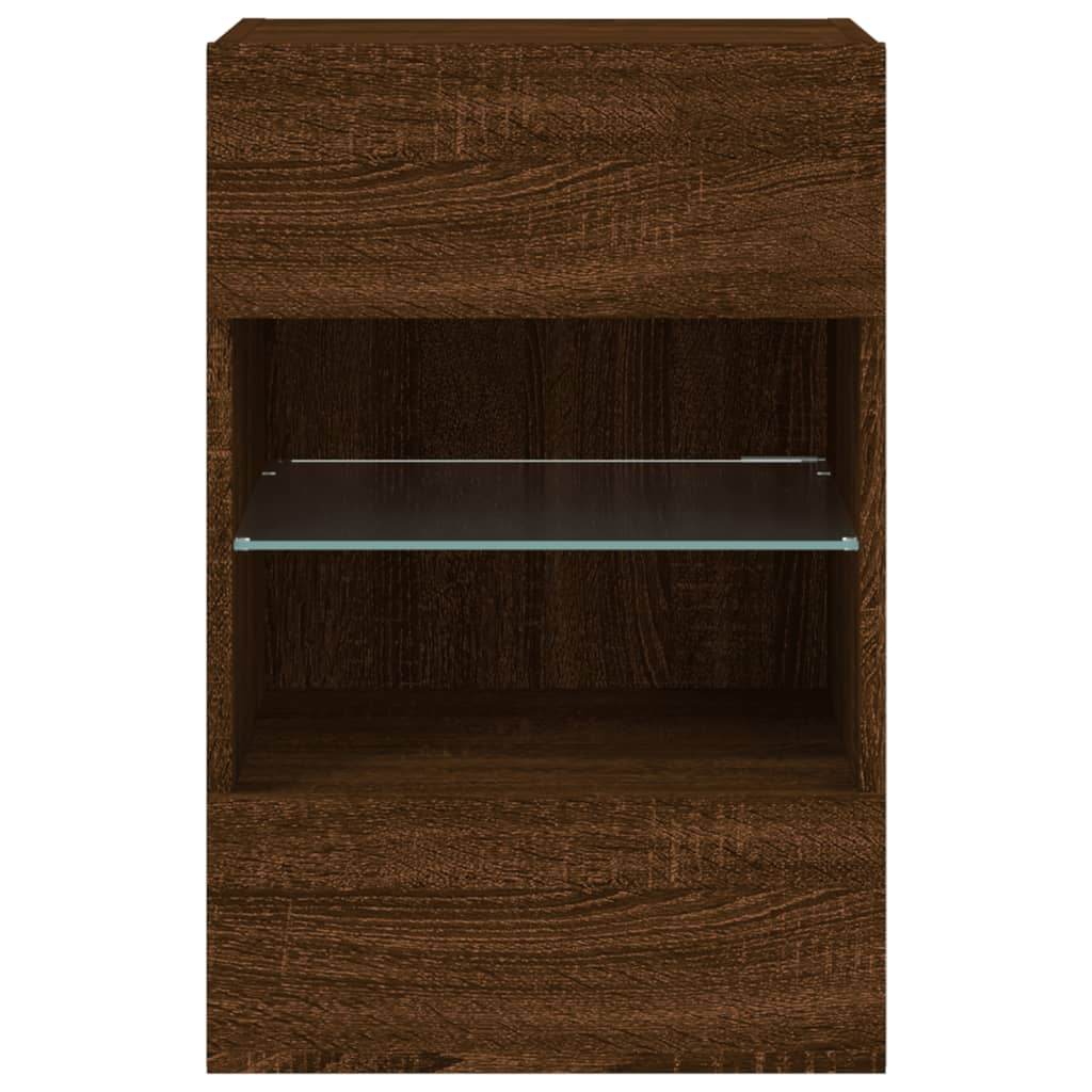 Meuble TV mural avec lumières LED chêne marron 40x30x60,5 cm - XIOS