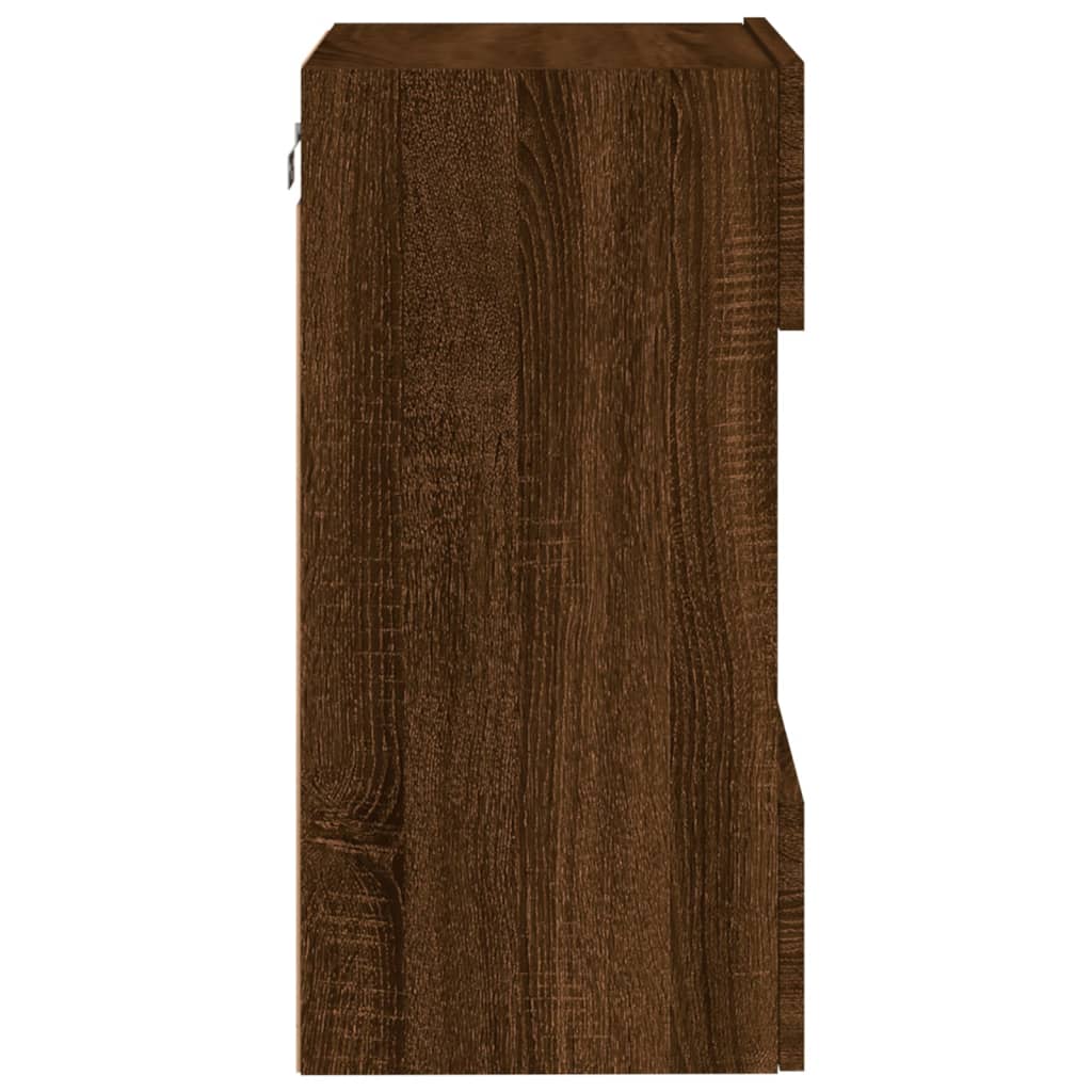 Meuble TV mural avec lumières LED chêne marron 40x30x60,5 cm - XIOS