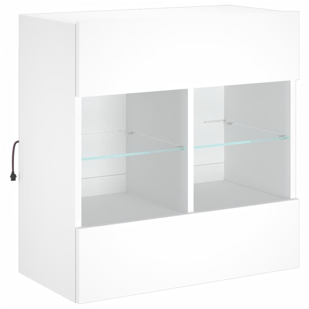 Meuble TV mural avec lumières LED blanc 58,5x30x60,5 cm - XIOS