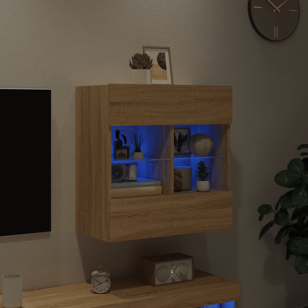 Meuble TV mural avec lumières LED chêne sonoma 58,5x30x60,5 cm - XIOS