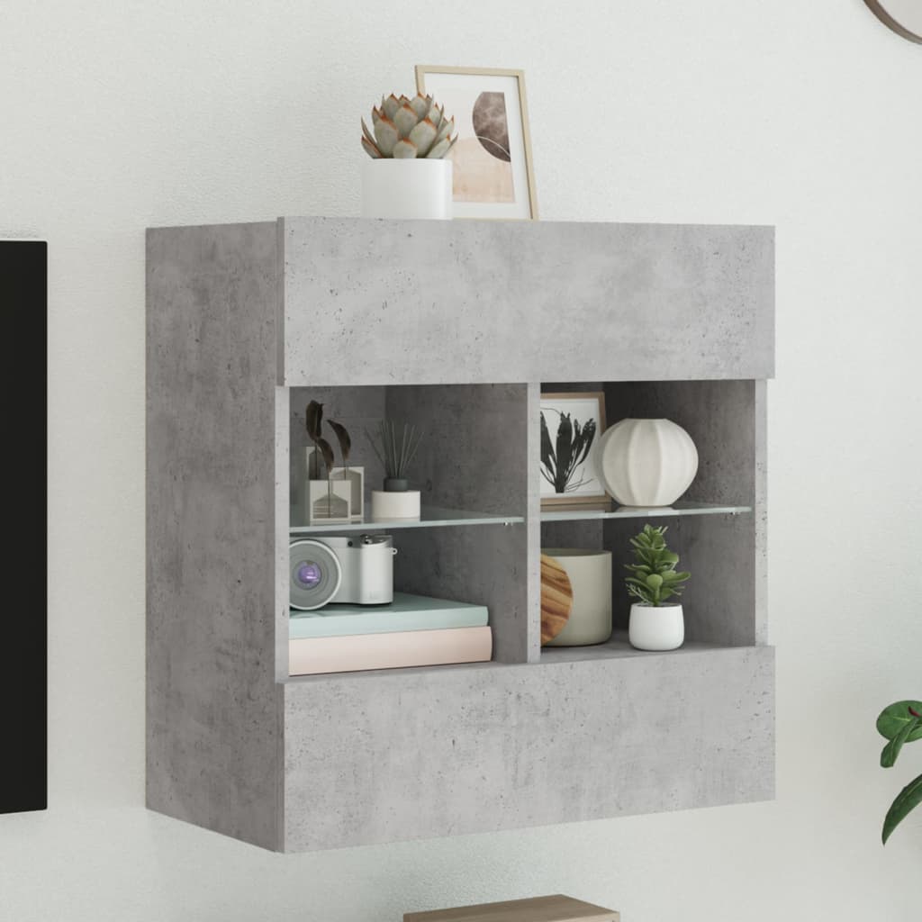 Meuble TV mural avec lumières LED gris béton 58,5x30x60,5 cm Meubles TV vidaXL   