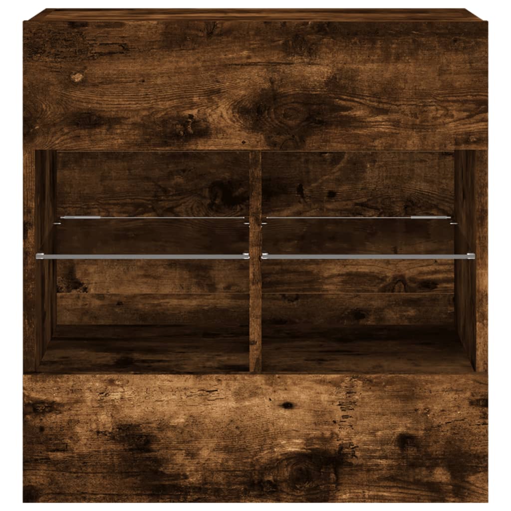 Meuble TV mural avec lumières LED chêne fumé 58,5x30x60,5 cm - XIOS