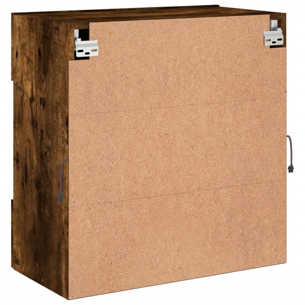 Meuble TV mural avec lumières LED chêne fumé 58,5x30x60,5 cm - XIOS