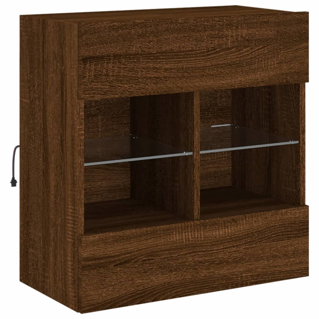 Meuble TV mural avec lumières LED chêne marron 58,5x30x60,5 cm - XIOS