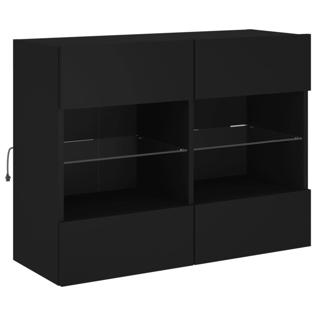 Meuble TV mural avec lumières LED noir 78,5x30x60,5 cm Meubles TV vidaXL   