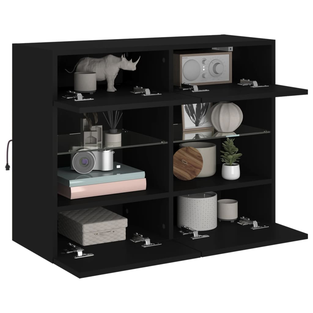 Meuble TV mural avec lumières LED noir 78,5x30x60,5 cm Meubles TV vidaXL   