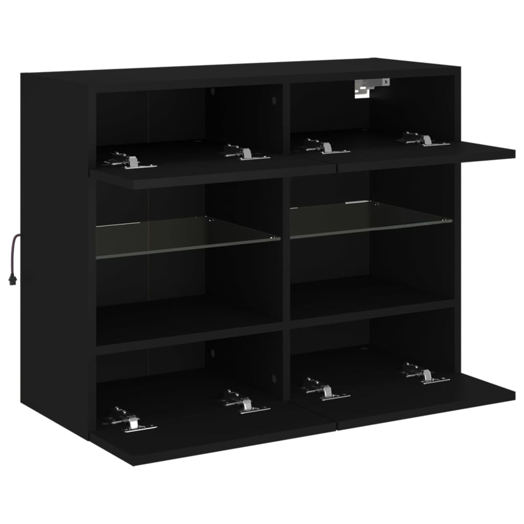 Meuble TV mural avec lumières LED noir 78,5x30x60,5 cm Meubles TV vidaXL   