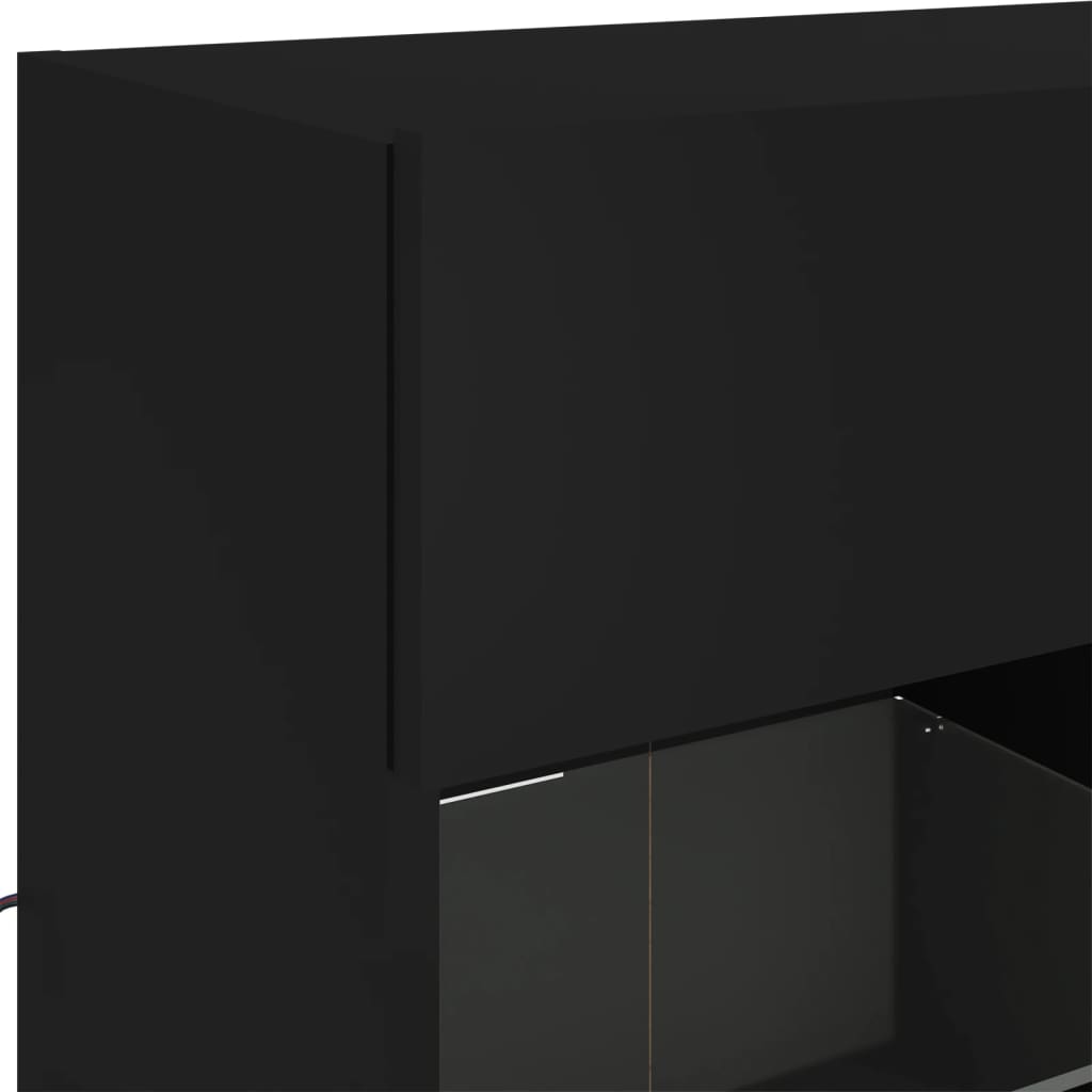 Meuble TV mural avec lumières LED noir 78,5x30x60,5 cm Meubles TV vidaXL   