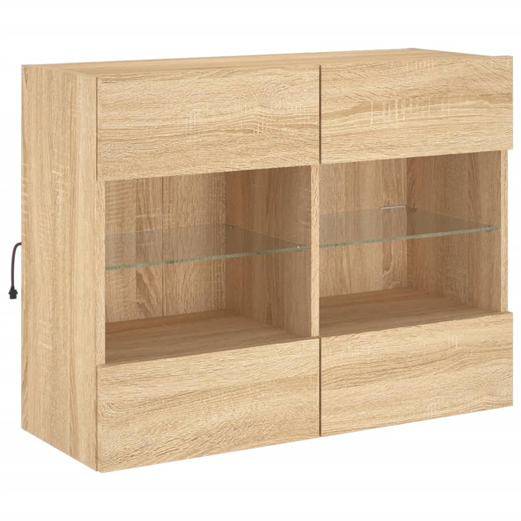 Meuble TV mural avec lumières LED chêne sonoma 78,5x30x60,5 cm Meubles TV vidaXL   