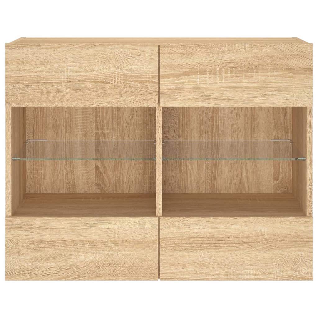 Meuble TV mural avec lumières LED chêne sonoma 78,5x30x60,5 cm Meubles TV vidaXL   