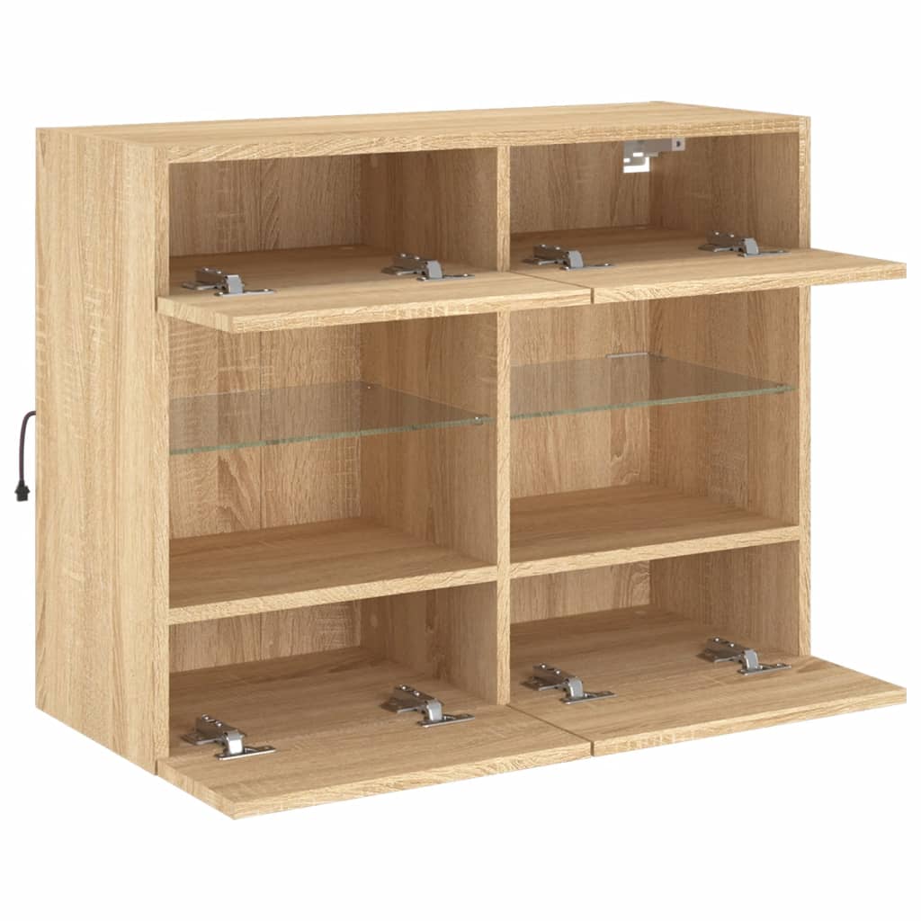 Meuble TV mural avec lumières LED chêne sonoma 78,5x30x60,5 cm Meubles TV vidaXL   