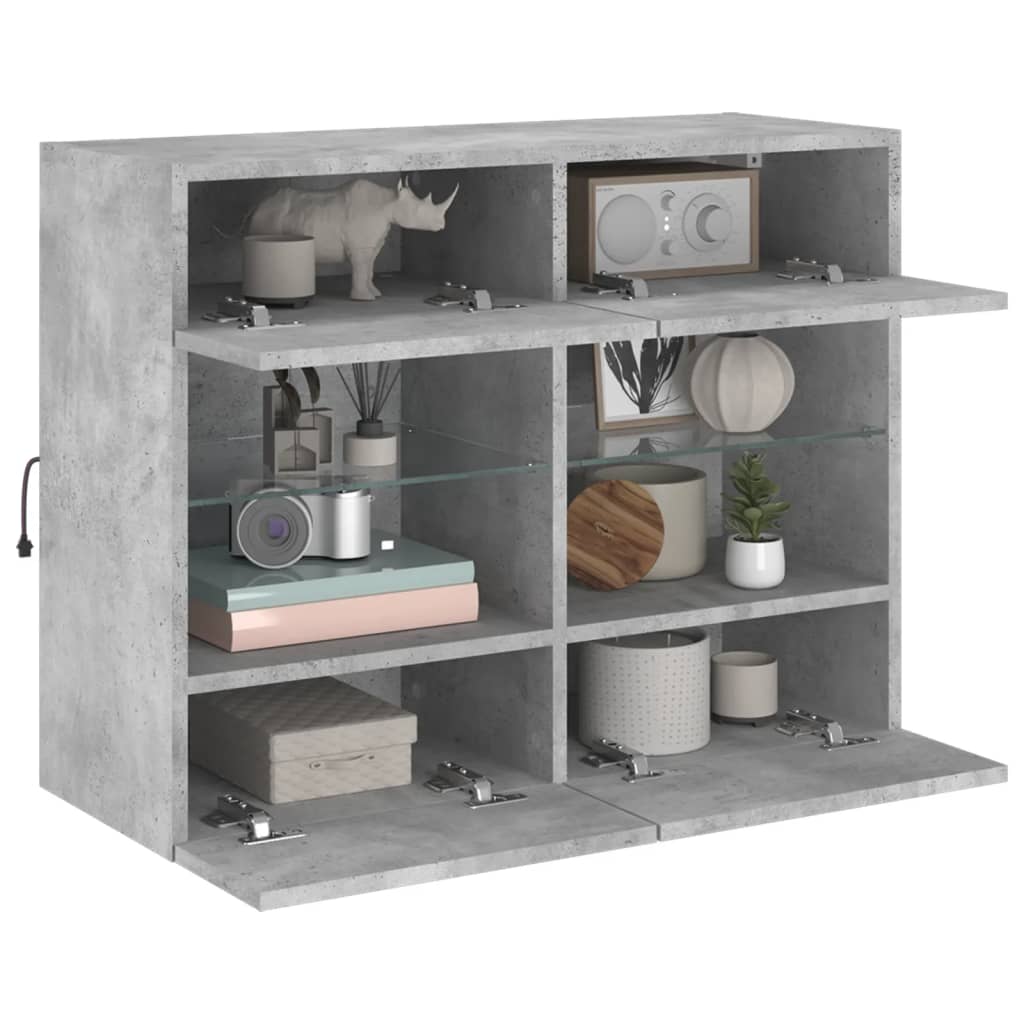 Meuble TV mural avec lumières LED gris béton 78,5x30x60,5 cm Meubles TV vidaXL   