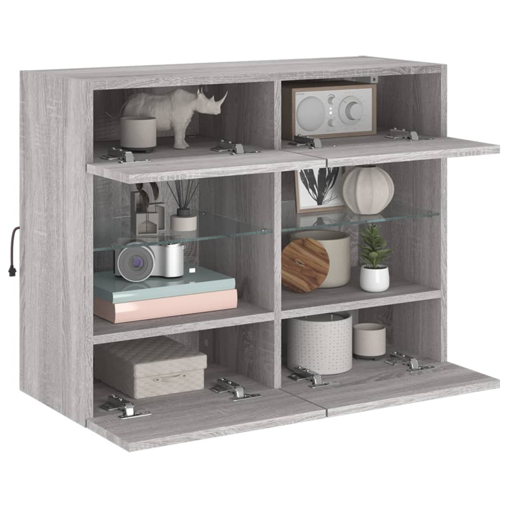 Meuble TV mural avec lumières LED sonoma gris 78,5x30x60,5 cm Meubles TV vidaXL   