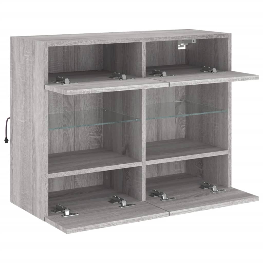 Meuble TV mural avec lumières LED sonoma gris 78,5x30x60,5 cm Meubles TV vidaXL   