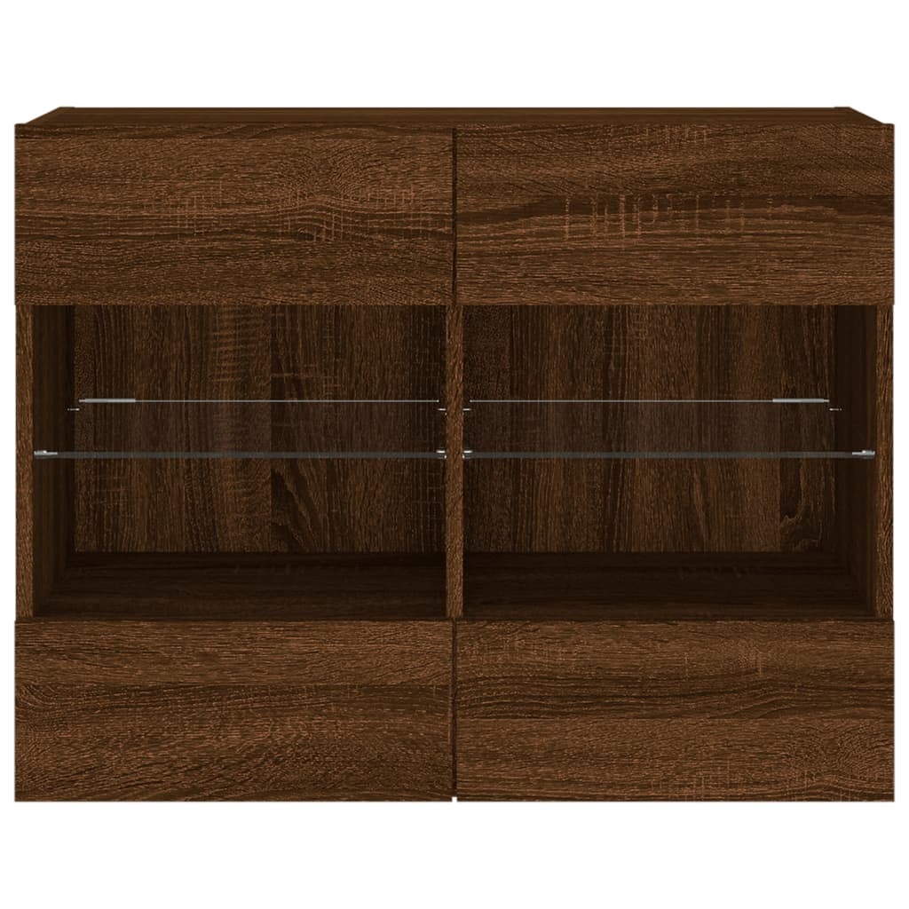 Meuble TV mural avec lumières LED chêne marron 78,5x30x60,5 cm Meubles TV vidaXL   