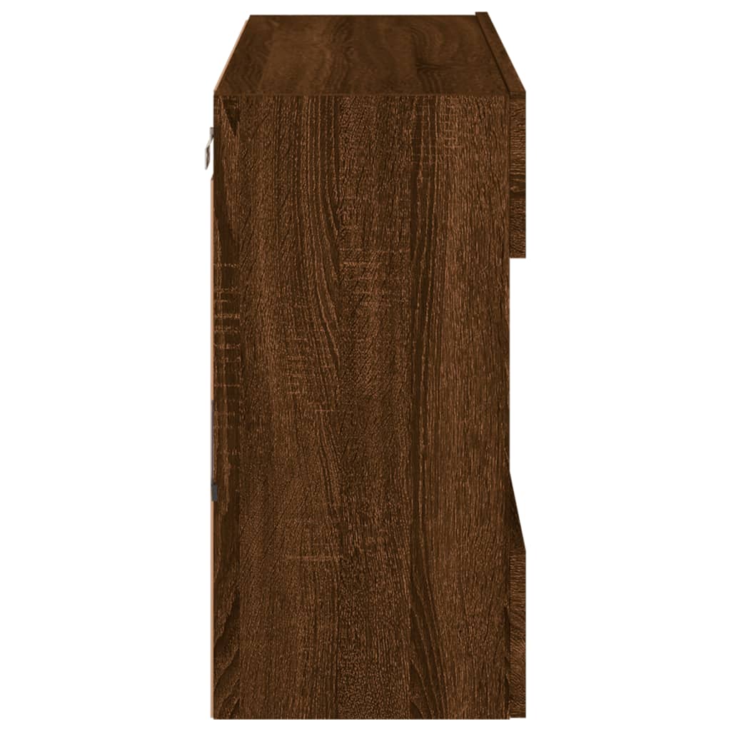 Meuble TV mural avec lumières LED chêne marron 78,5x30x60,5 cm Meubles TV vidaXL   