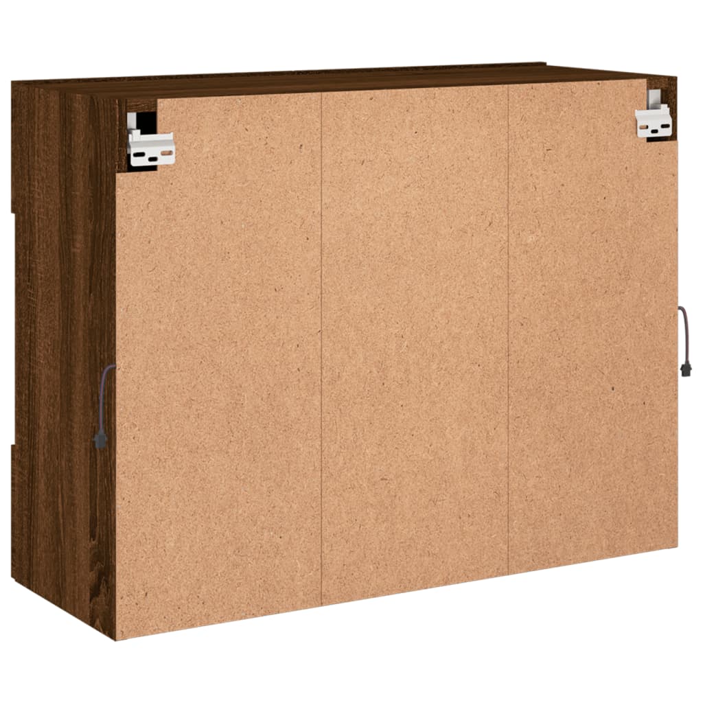 Meuble TV mural avec lumières LED chêne marron 78,5x30x60,5 cm Meubles TV vidaXL   