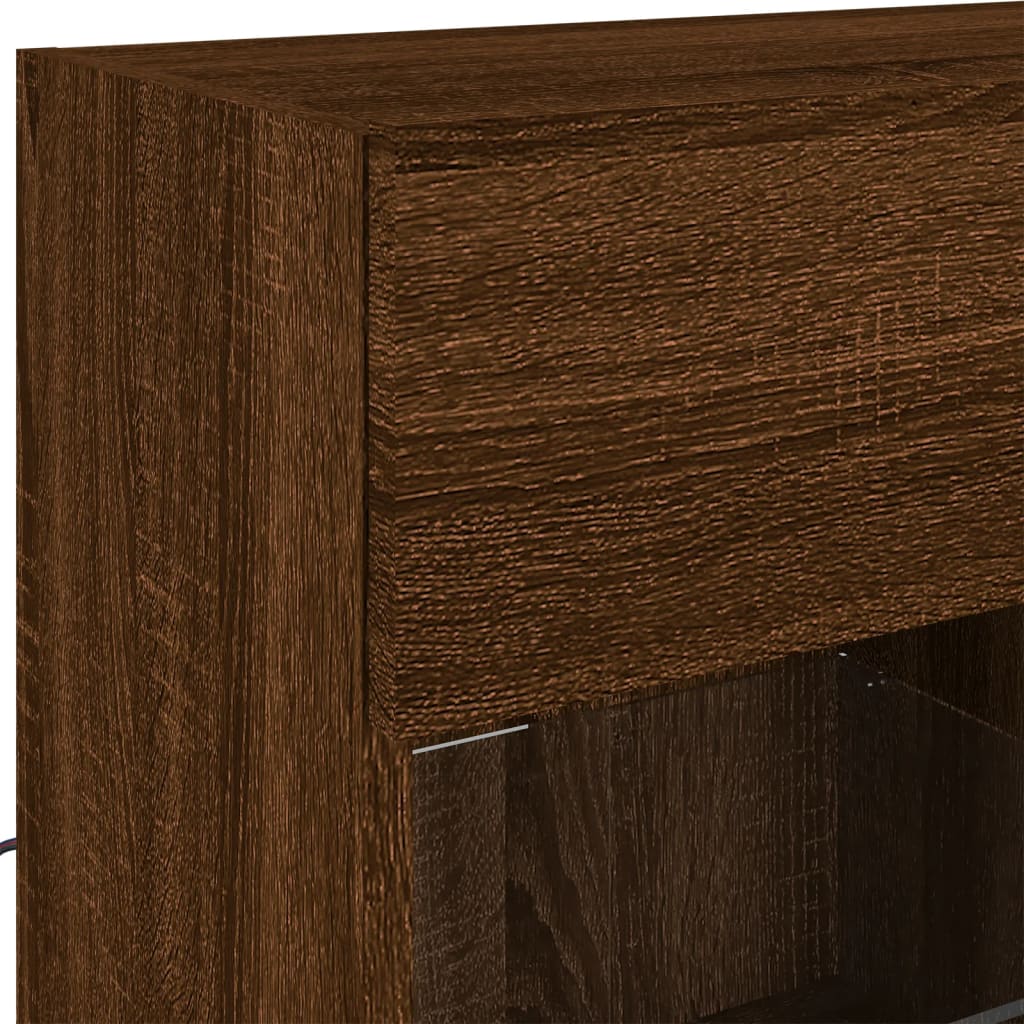 Meuble TV mural avec lumières LED chêne marron 78,5x30x60,5 cm Meubles TV vidaXL   