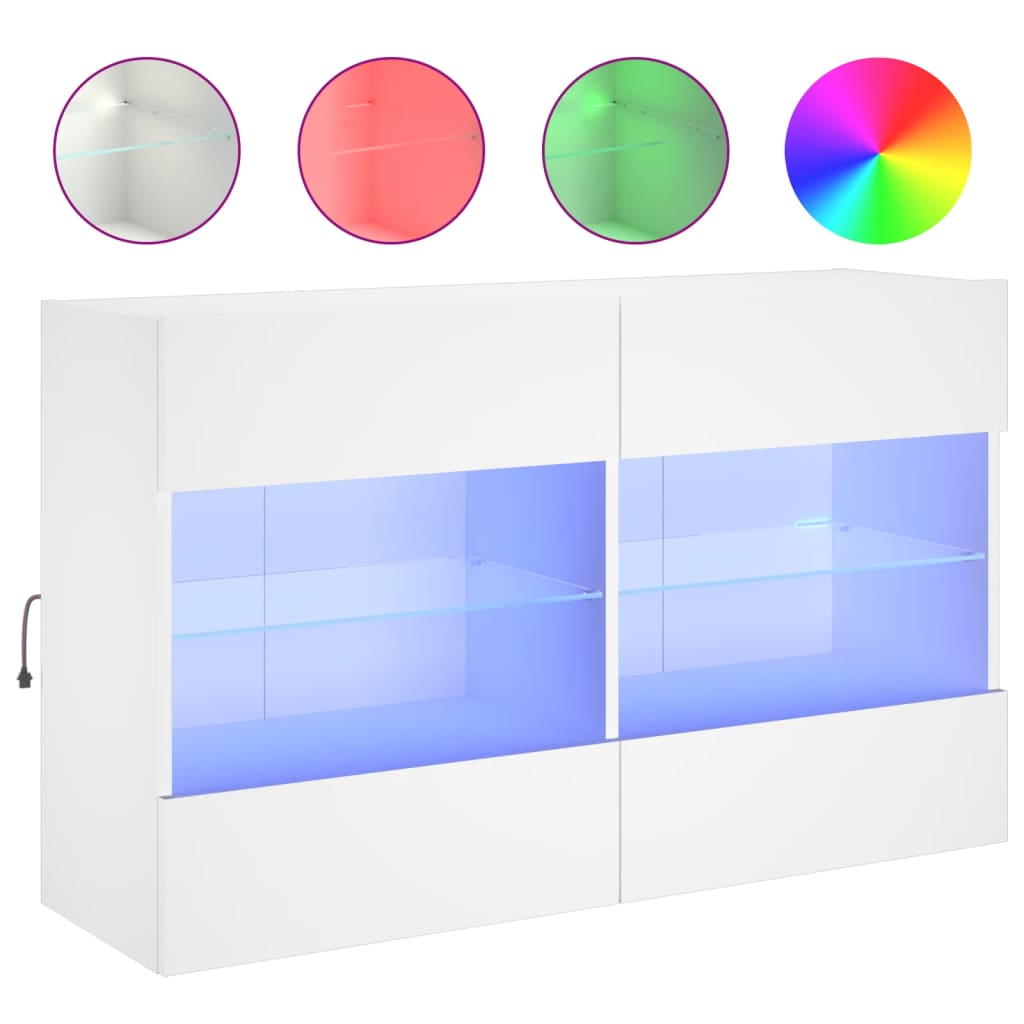 Meuble TV mural avec lumières LED blanc 98,5x30x60,5 cm - XIOS