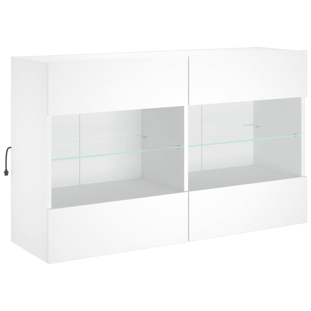 Meuble TV mural avec lumières LED blanc 98,5x30x60,5 cm - XIOS