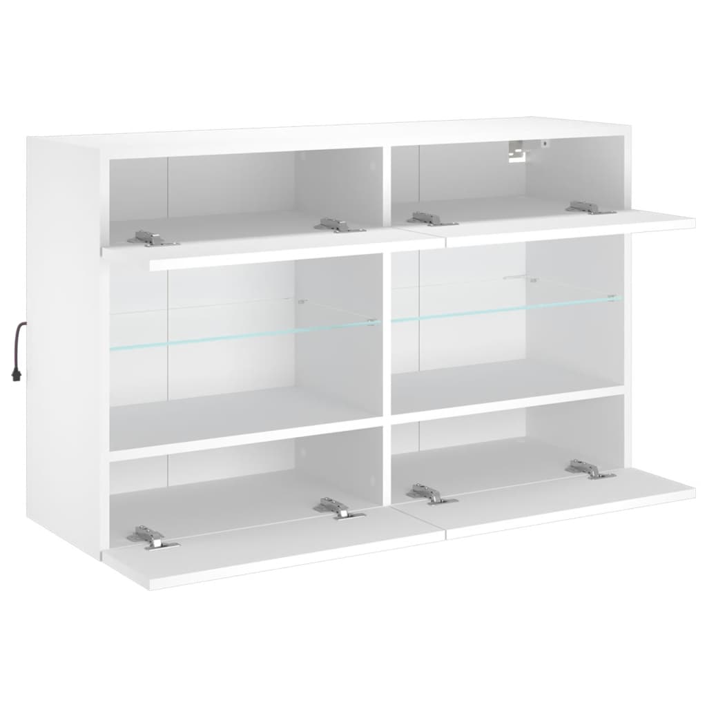 Meuble TV mural avec lumières LED blanc 98,5x30x60,5 cm - XIOS