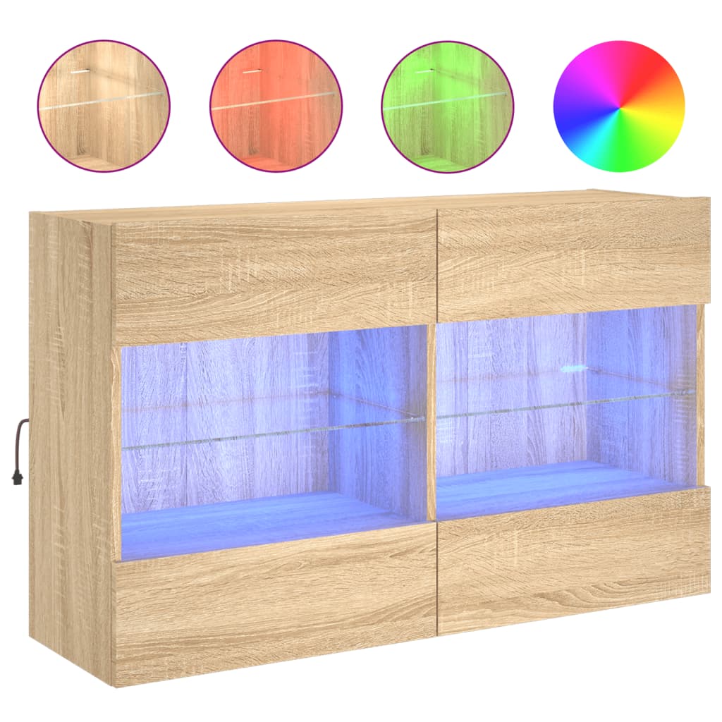 Meuble TV mural avec lumières LED chêne sonoma 98,5x30x60,5 cm - XIOS