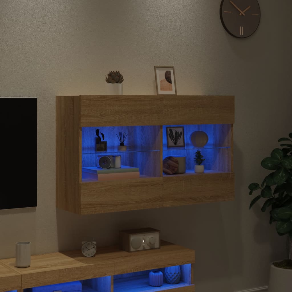 Meuble TV mural avec lumières LED chêne sonoma 98,5x30x60,5 cm - XIOS