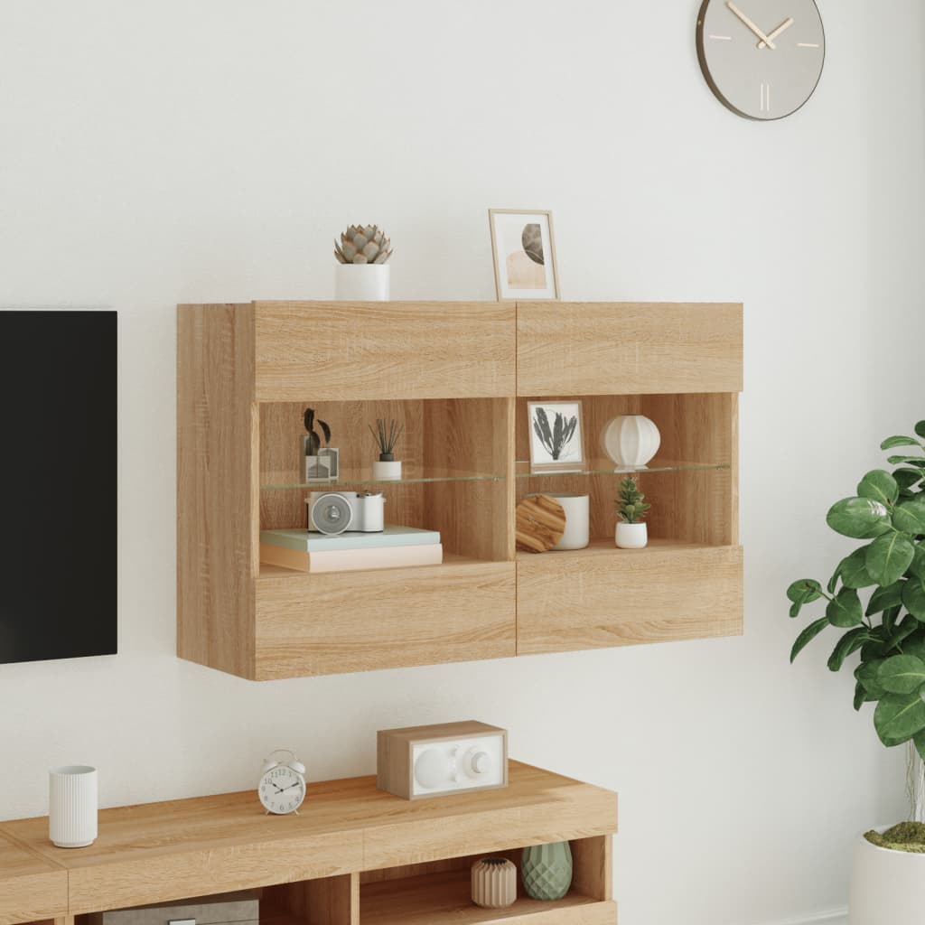 Meuble TV mural avec lumières LED chêne sonoma 98,5x30x60,5 cm - XIOS