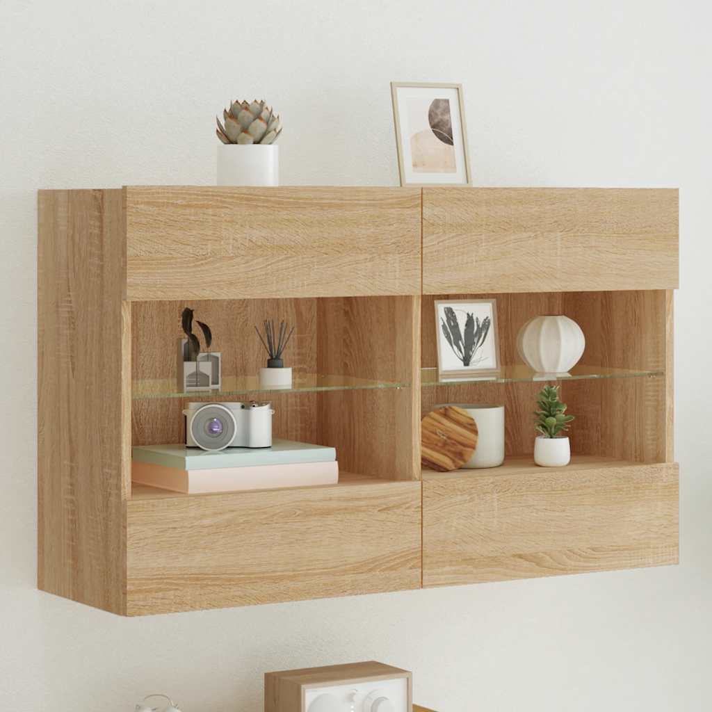 Meuble TV mural avec lumières LED chêne sonoma 98,5x30x60,5 cm - XIOS