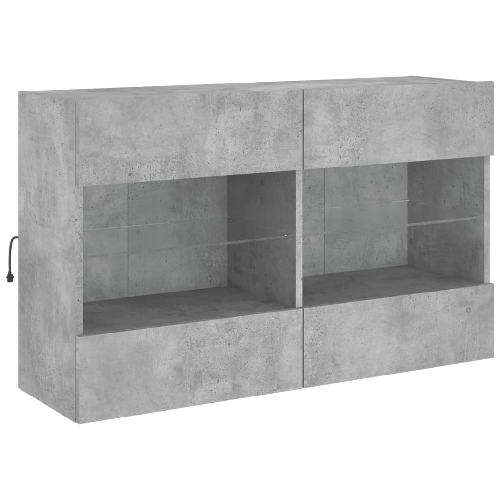 Meuble TV mural avec lumières LED gris béton 98,5x30x60,5 cm - XIOS