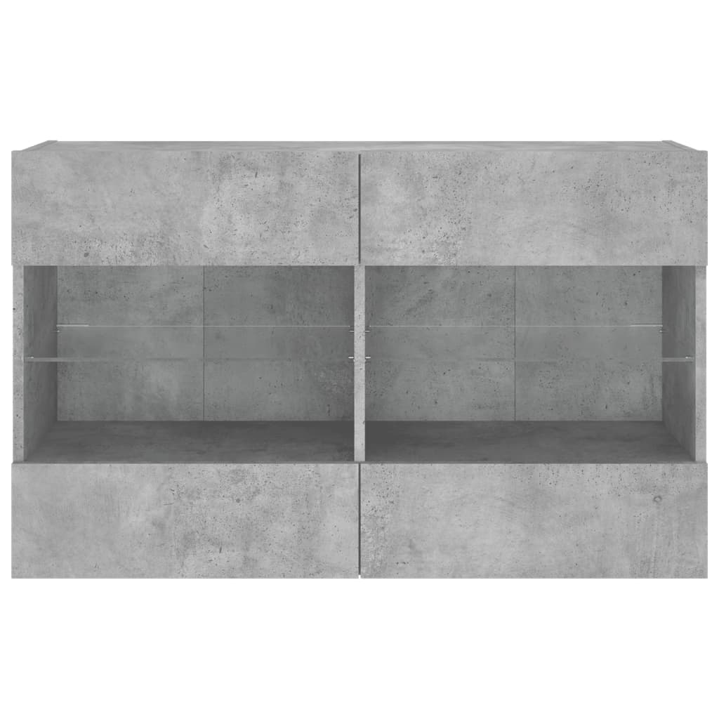 Meuble TV mural avec lumières LED gris béton 98,5x30x60,5 cm - XIOS