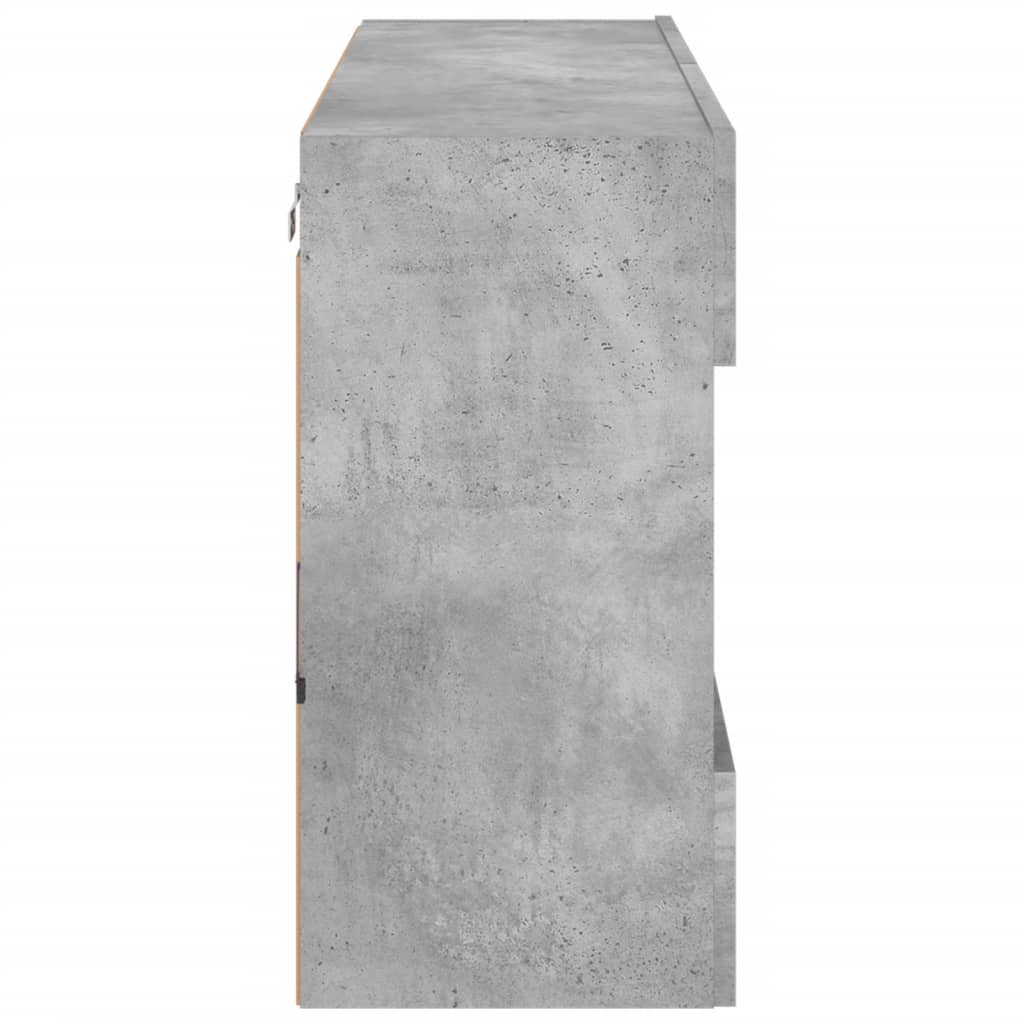 Meuble TV mural avec lumières LED gris béton 98,5x30x60,5 cm - XIOS