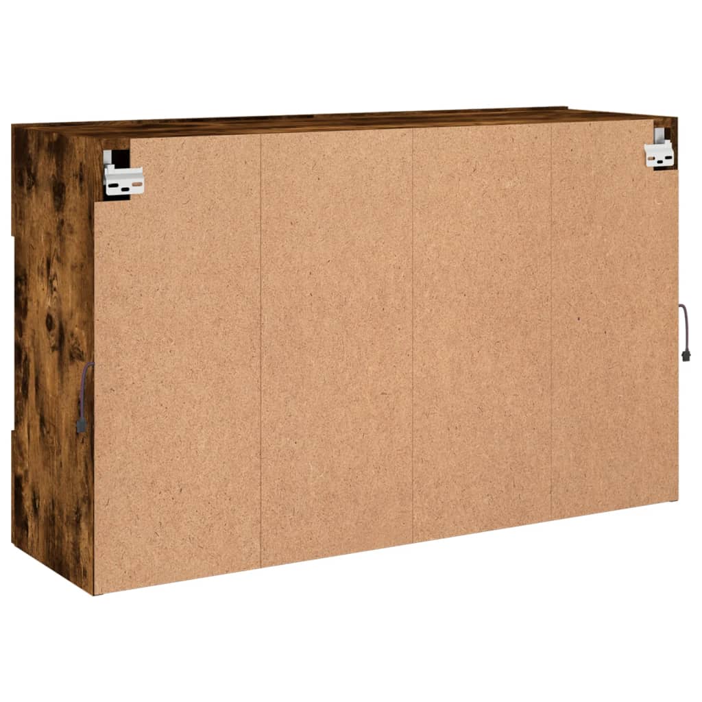 Meuble TV mural avec lumières LED chêne fumé 98,5x30x60,5 cm - XIOS