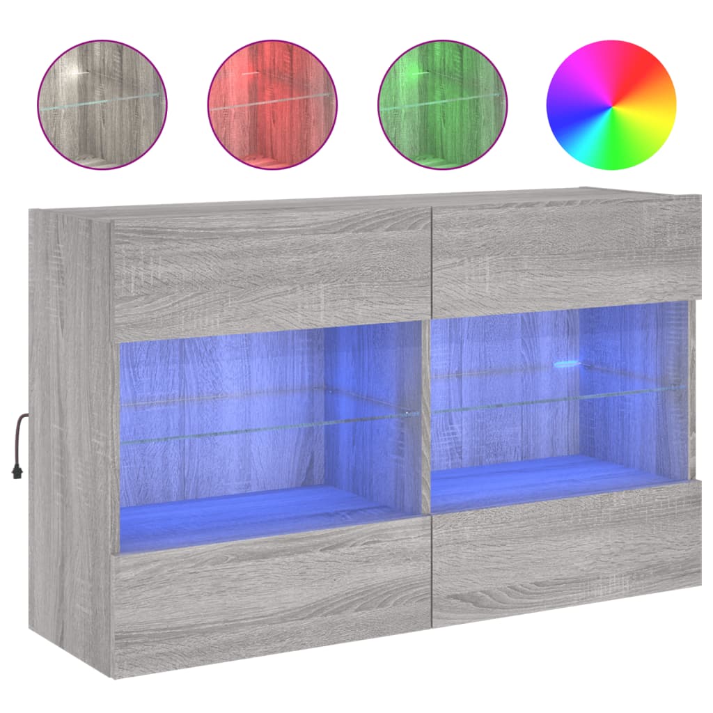 Meuble TV mural avec lumières LED sonoma gris 98,5x30x60,5 cm - XIOS