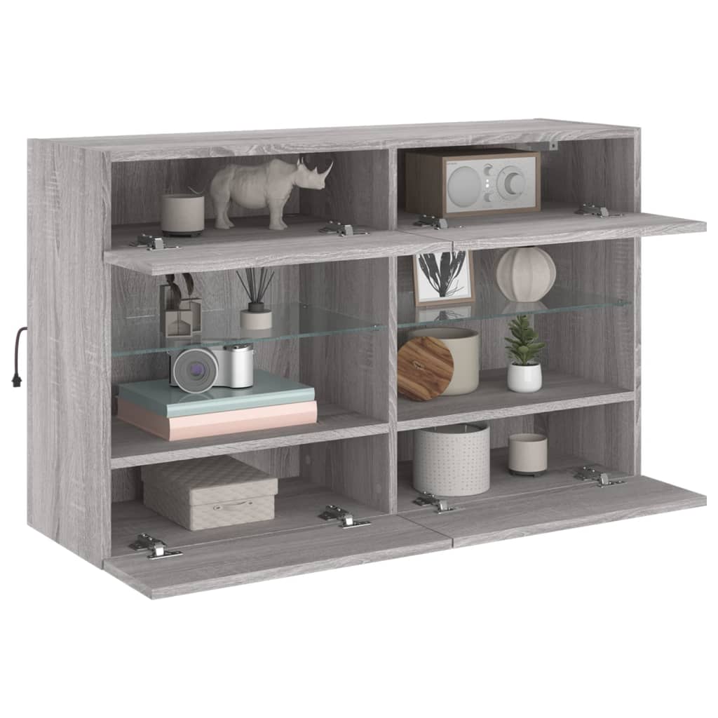 Meuble TV mural avec lumières LED sonoma gris 98,5x30x60,5 cm - XIOS