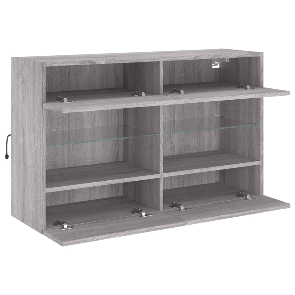 Meuble TV mural avec lumières LED sonoma gris 98,5x30x60,5 cm - XIOS