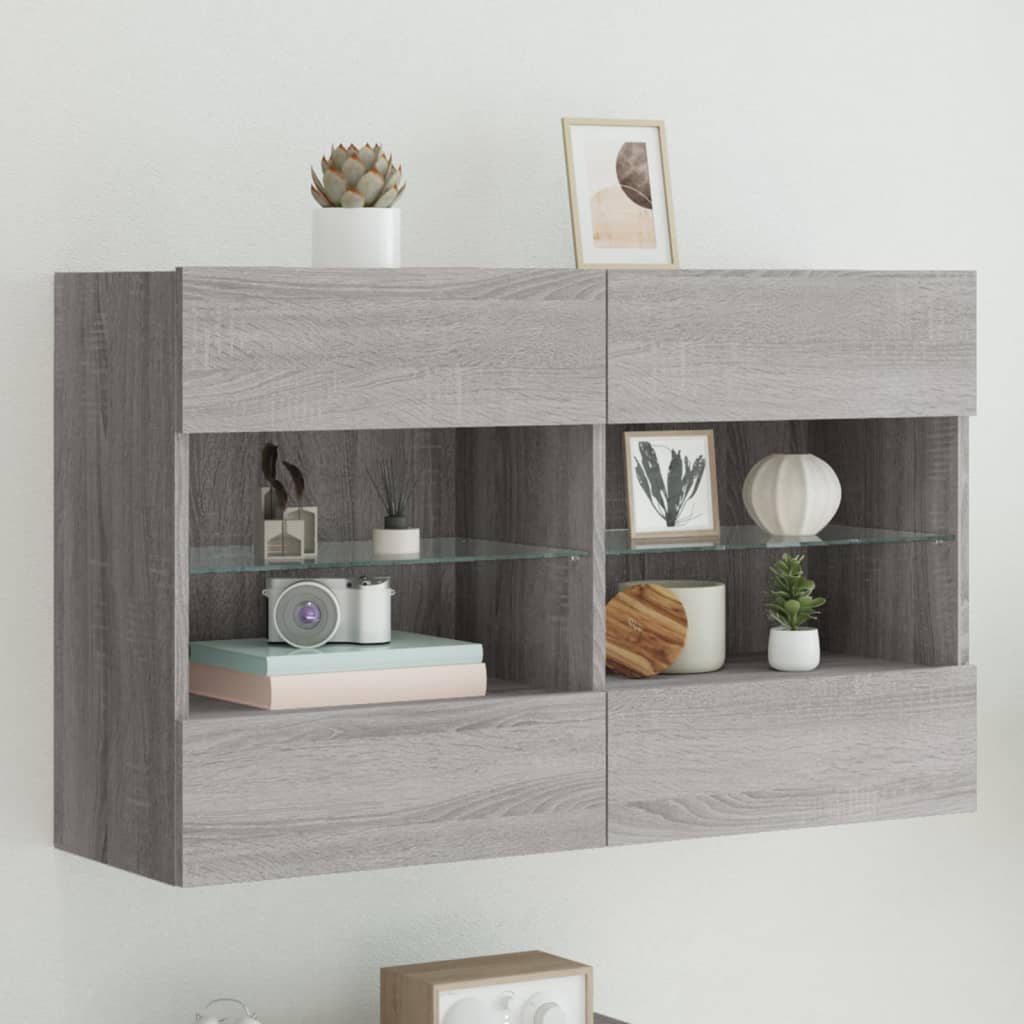 Meuble TV mural avec lumières LED sonoma gris 98,5x30x60,5 cm - XIOS